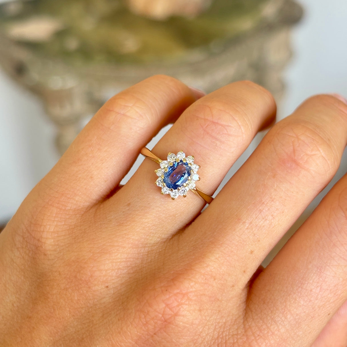 Vintage, 1980s sapphire & diamond cluster ring
