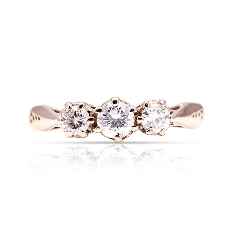 Vintage, 1960s three-stone diamond ring front