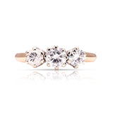 Vintage, 1970s three-stone diamond ring front