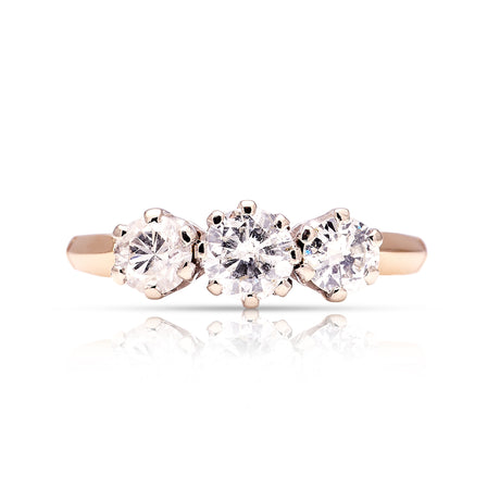 Vintage, 1970s three-stone diamond ring front
