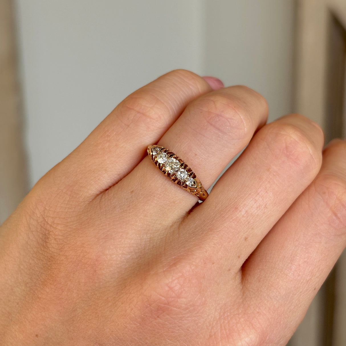 Antique, Victorian five-stone diamond ring