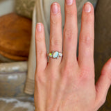 Vintage, Art Deco opal & diamond three-stone ring, 18ct yellow gold