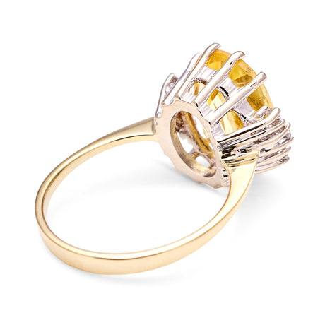 Vintage, 1970s yellow sapphire & diamond cocktail ring, 14ct yellow gold back