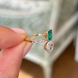 Antique, Edwardian emerald & diamond toi et moi ring