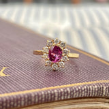 ON HOLD | Vintage, 1980s pink sapphire & diamond cluster ring