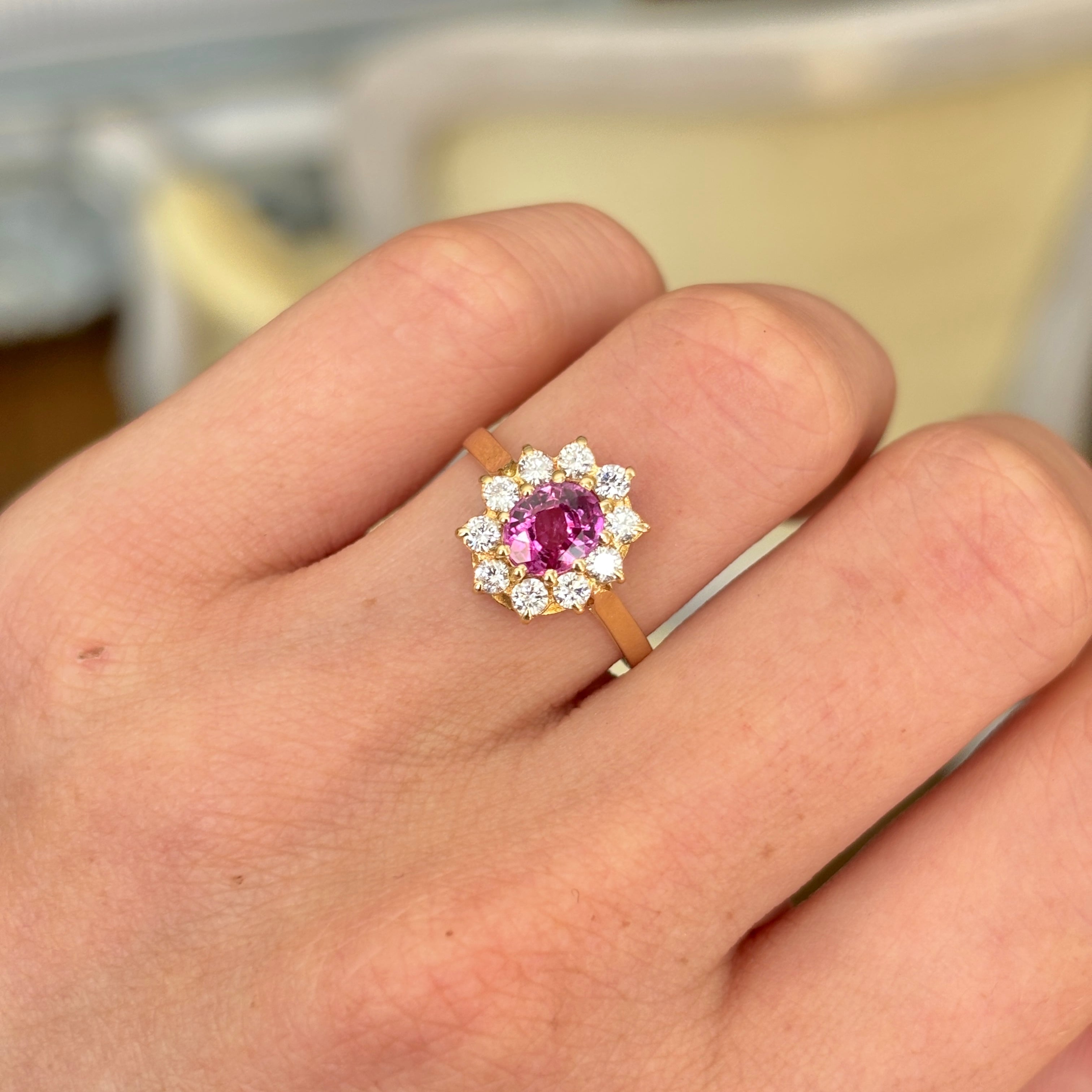 Payment 2 | Vintage, 1980s pink sapphire & diamond cluster ring