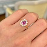ON HOLD | Vintage, 1980s pink sapphire & diamond cluster ring