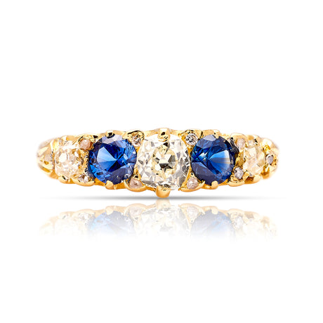 Vintage, Art Deco sapphire & diamond five-stone ring