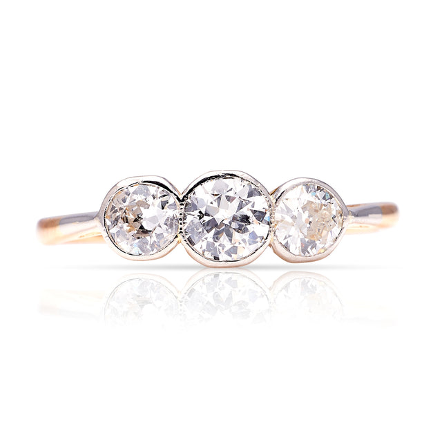 Vintage, Art Deco three-stone diamond ring