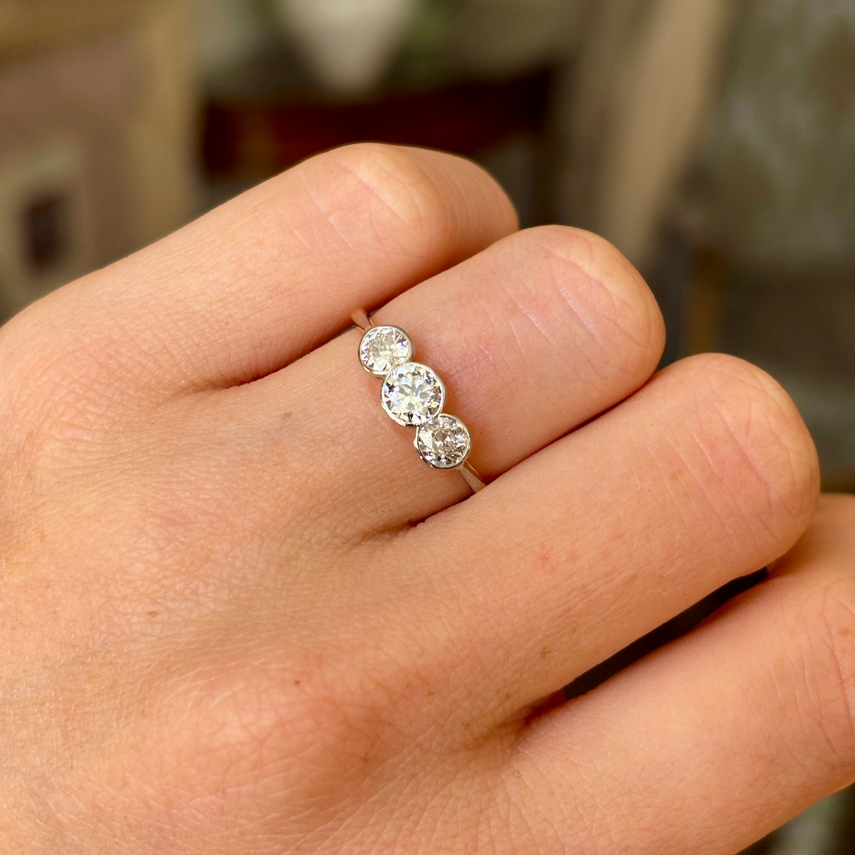 Vintage, Art Deco three-stone diamond ring