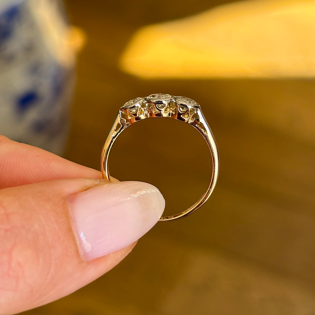 Vintage, Art Deco three-stone diamond ring