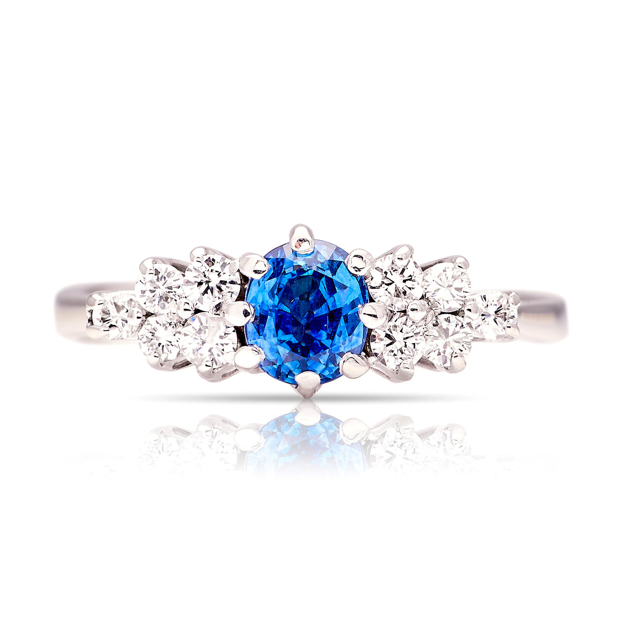 Vintage, 1970s sapphire & diamond cluster ring, 18ct white gold