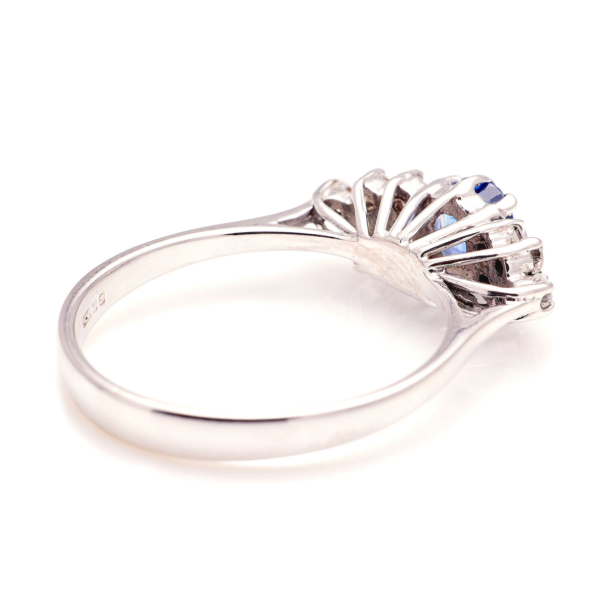 Vintage, 1970s sapphire & diamond cluster ring, 18ct white gold