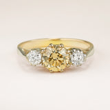 Vintage, 1930s cinnamon brown diamond three-stone ring