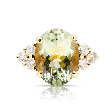 Vintage, 1980s green beryl & diamond cluster ring