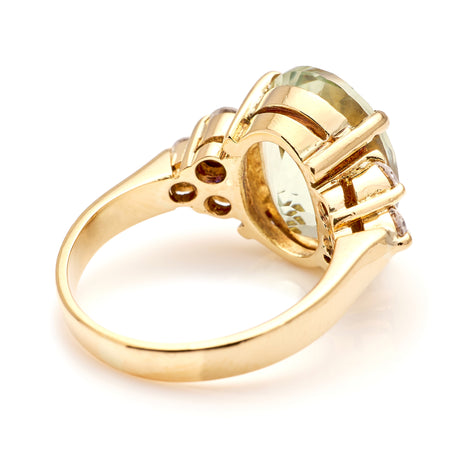 Vintage, 1980s green beryl & diamond cluster ring