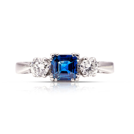 Vintage, 1980s sapphire & diamond three stone ring