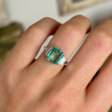 Vintage, 1980s emerald & diamond cluster ring