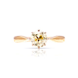 Antique, solitaire tinted-yellow old-cut diamond ring