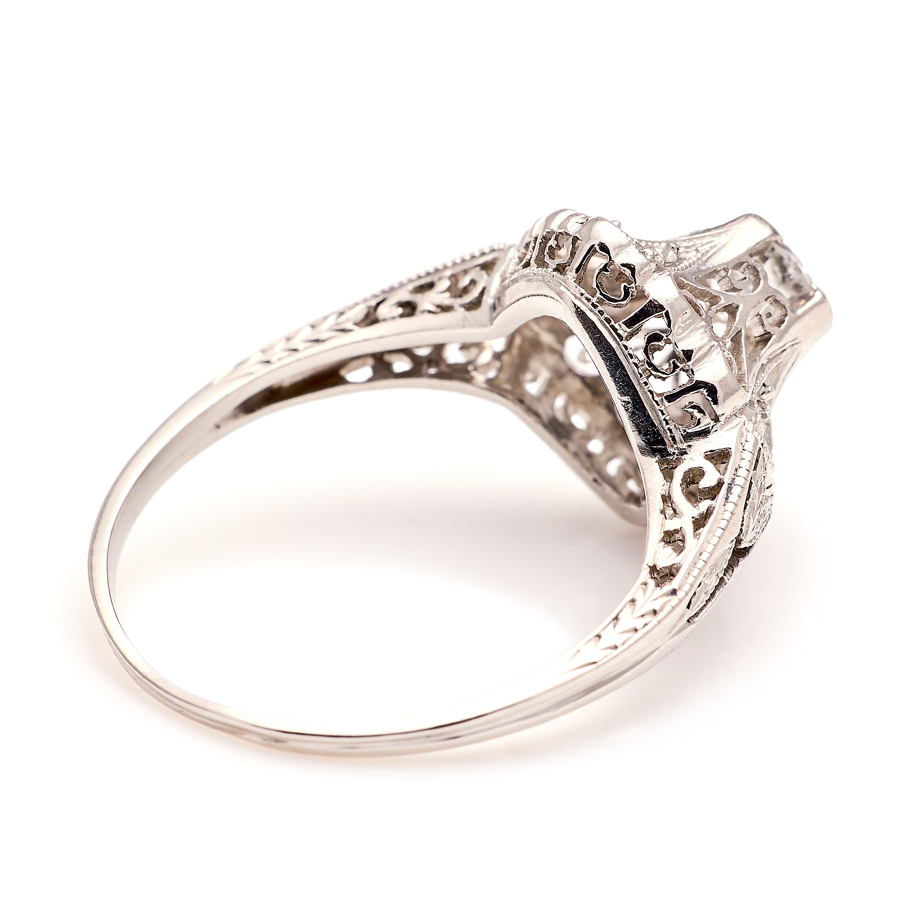 Vintage, Art Deco diamond engagement ring, 18ct white gold