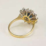 Vintage, 1940s deep teal & diamond cluster ring