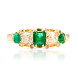 2226-Vintage, Art Deco emerald & diamond five-stone ring-