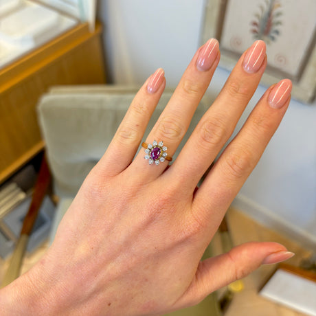 Vintage, 1980s ruby & diamond cluster ring