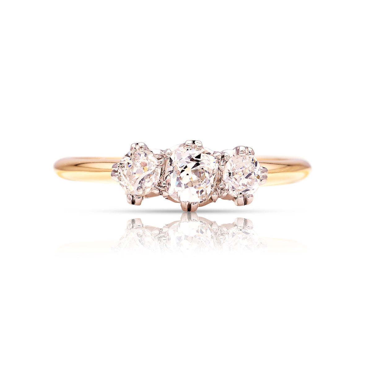 Antique, Edwardian three-stone diamond ring