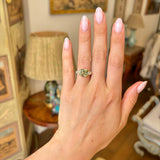 Vintage, green sapphire & diamond three-stone ring