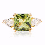 Vintage, green sapphire & diamond three-stone ring