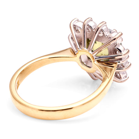 Vintage, 1970s green sapphire & diamond cluster ring