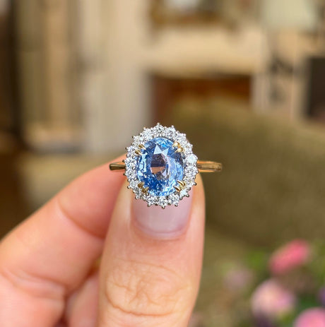 Vintage, 1970s sapphire & diamond cluster ring