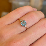 Vintage, Art Deco aquamarine & three-stone ring