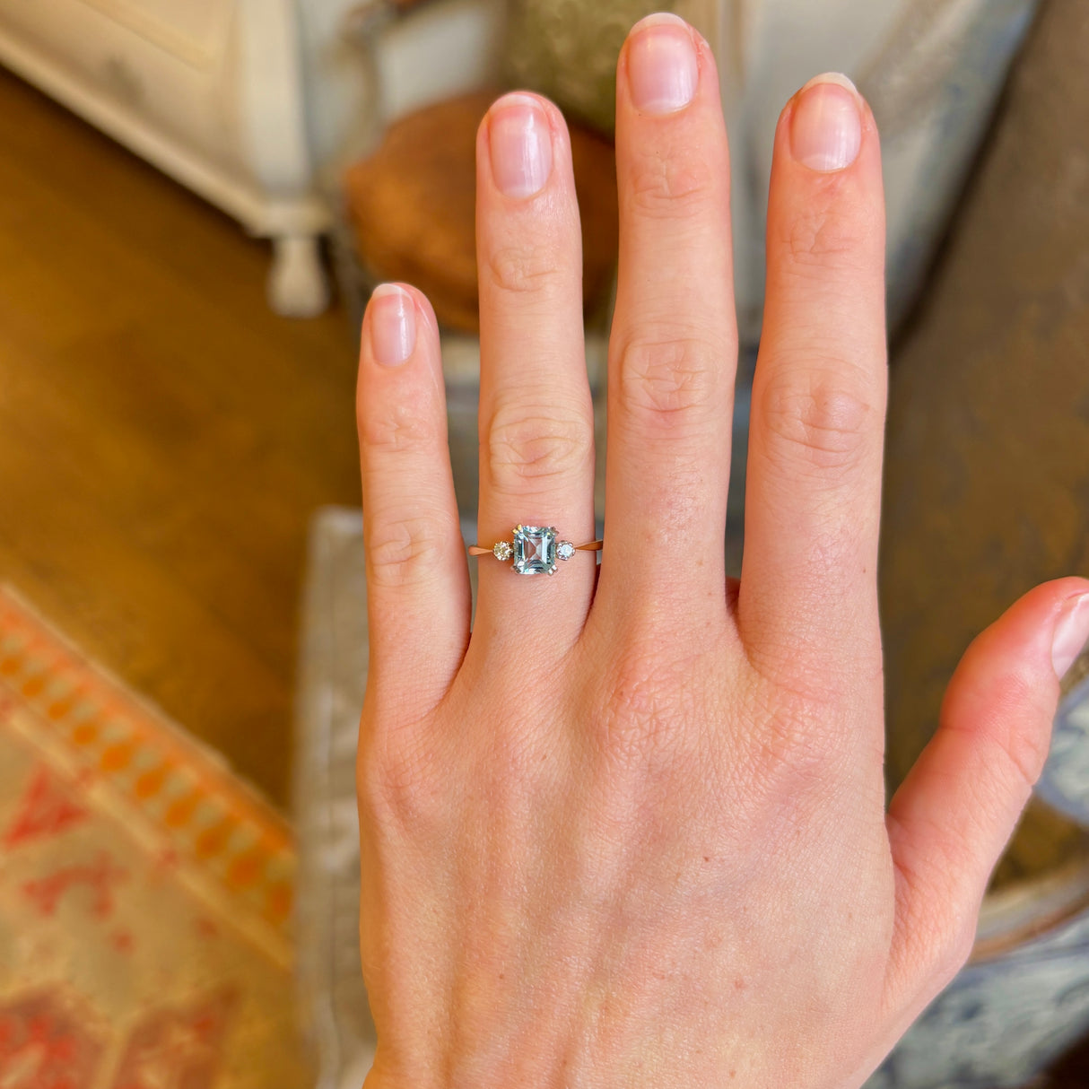 Vintage, Art Deco aquamarine & three-stone ring