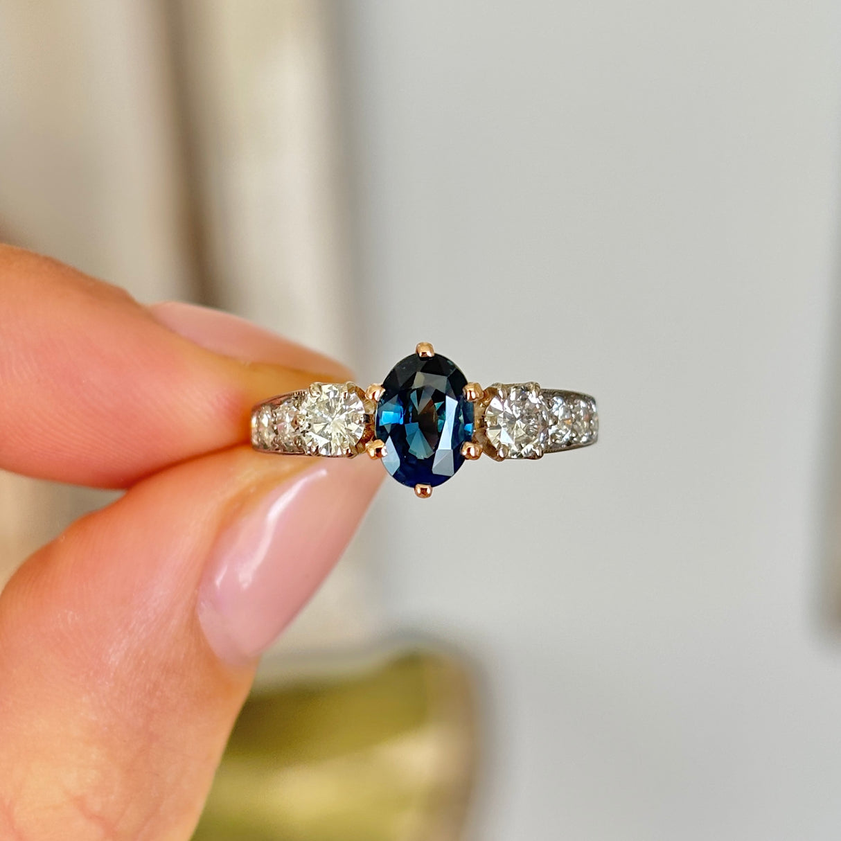 Vintage, 1990s sapphire & diamond cluster ring