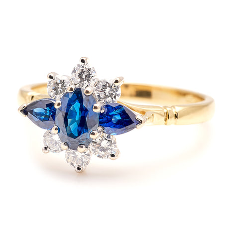 Vintage, 1990s sapphire & diamond cluster ring