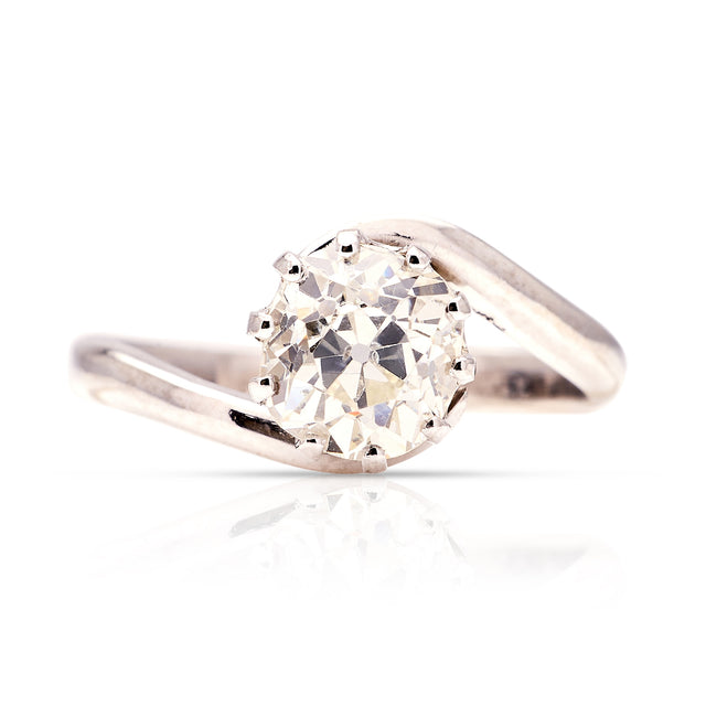 Vintage, Art Deco solitaire diamond twist ring