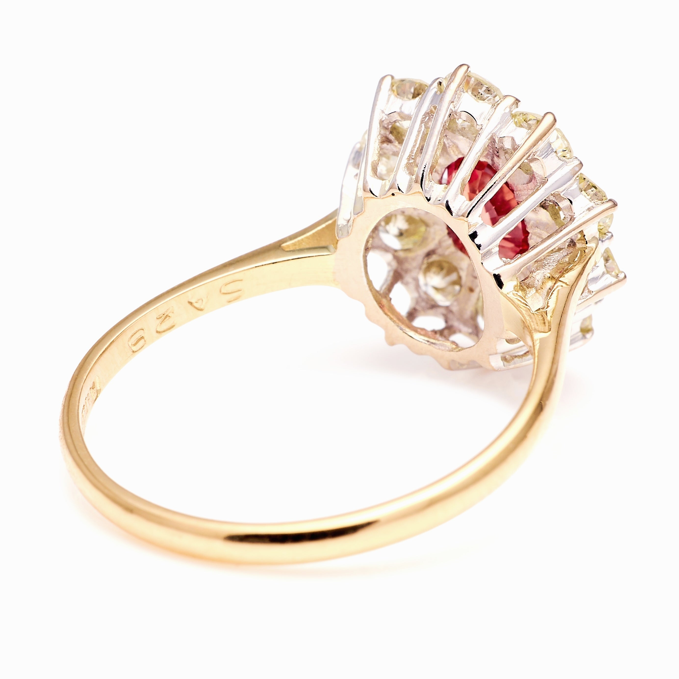 Vintage, 1970s red sapphire & diamond cluster ring