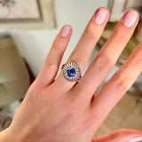 Vintage, 1950s sapphire & diamond cluster cocktail ring
