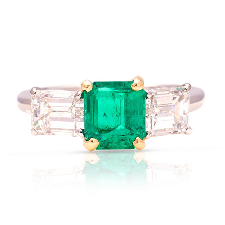 Vintage, Cartier emerald & diamond three-stone ring