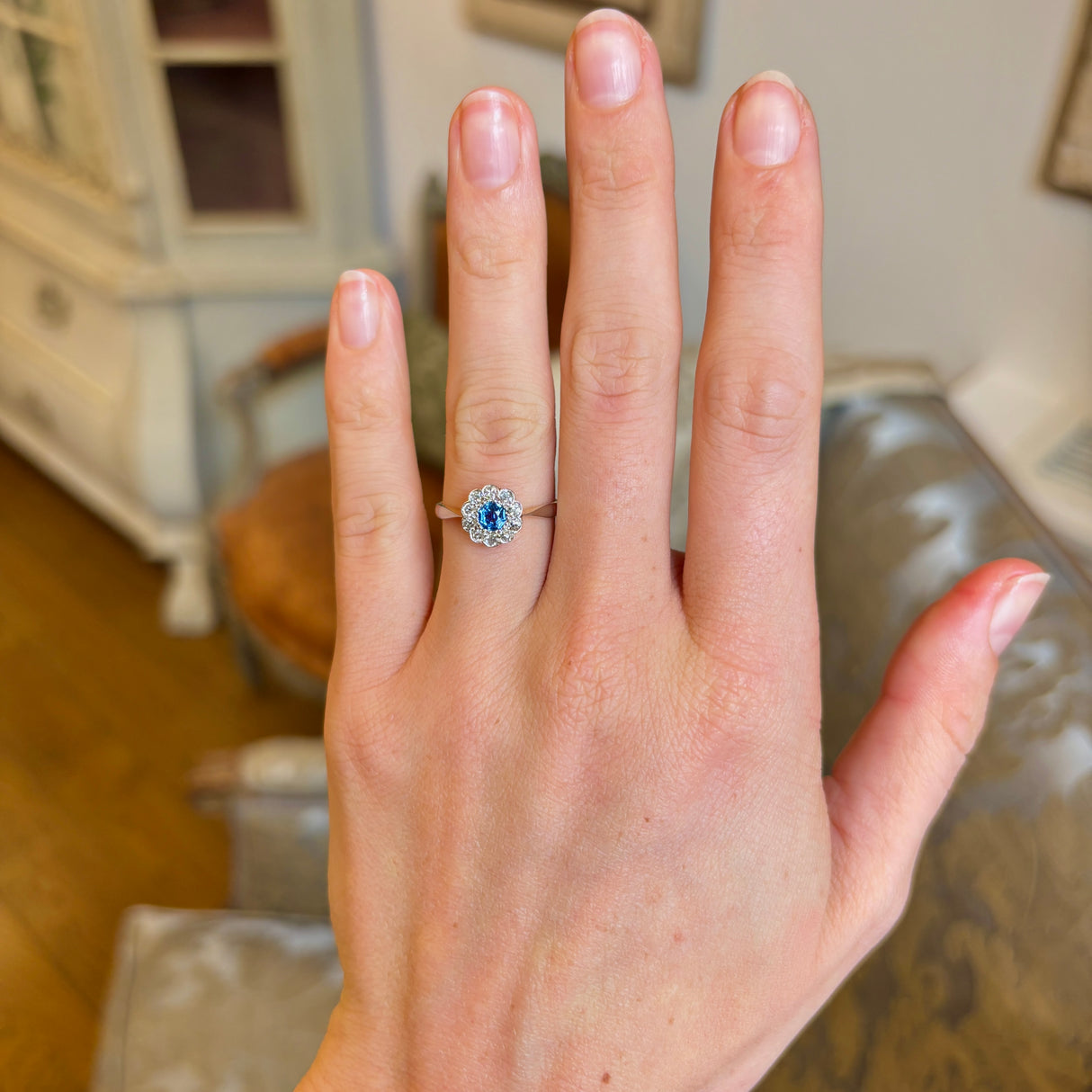 Antique, Edwardian sapphire & diamond cluster ring