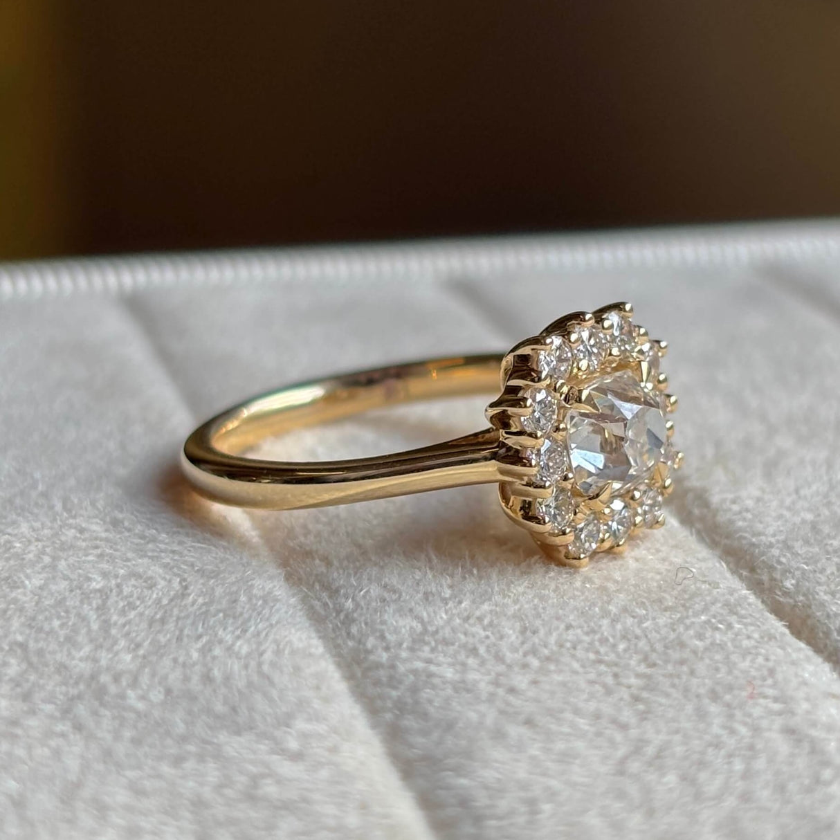 Diamond cluster engagement ring
