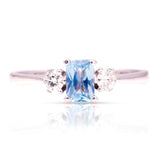 Vintage, 1970s blue spinel & diamond three-stone ring
