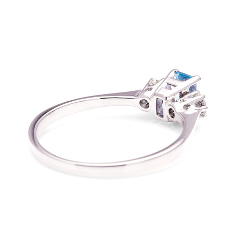 Vintage, 1970s blue spinel & diamond three-stone ring