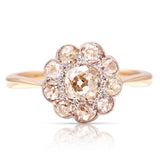 Vintage, Art Deco mixed-colour diamond cluster ring