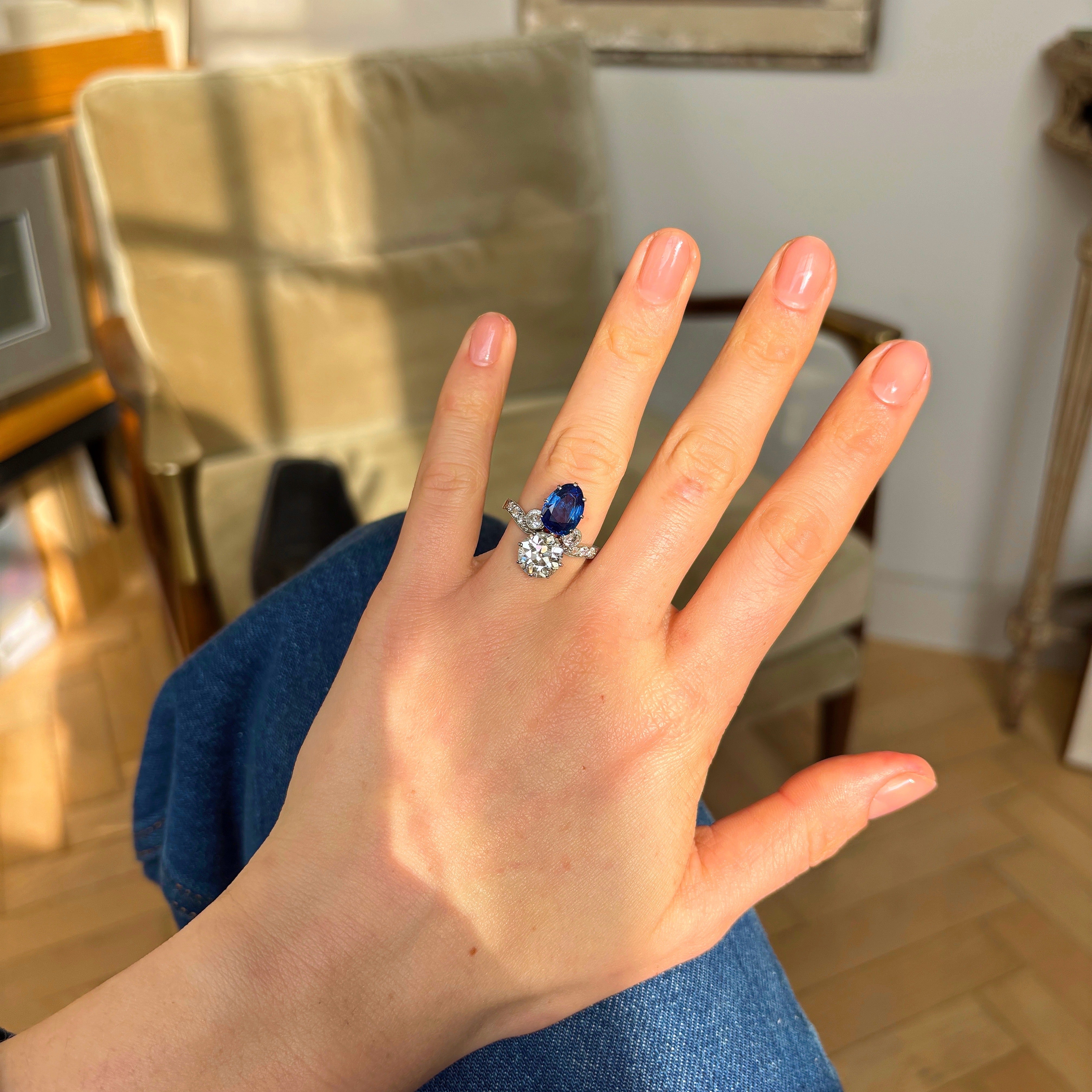 BELLE ÉPOQUE Sapphire 1-1 White gold, diamond and sapphire ring | DAMIANI