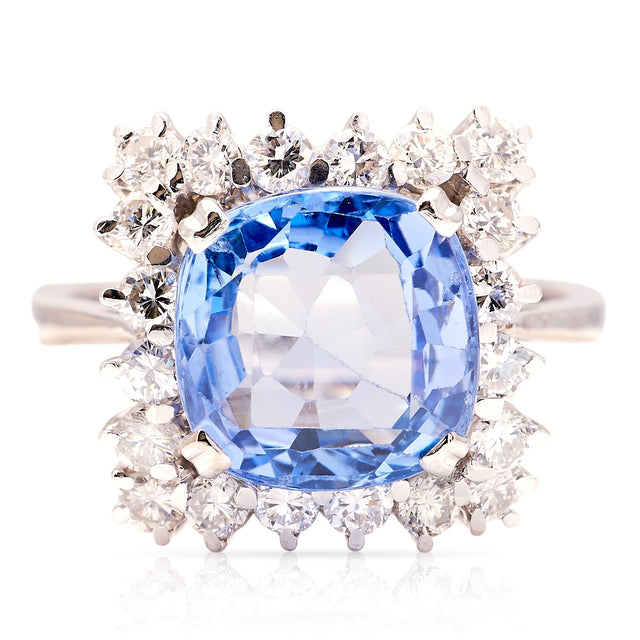 Vintage, 1950s sapphire & diamond cluster ring