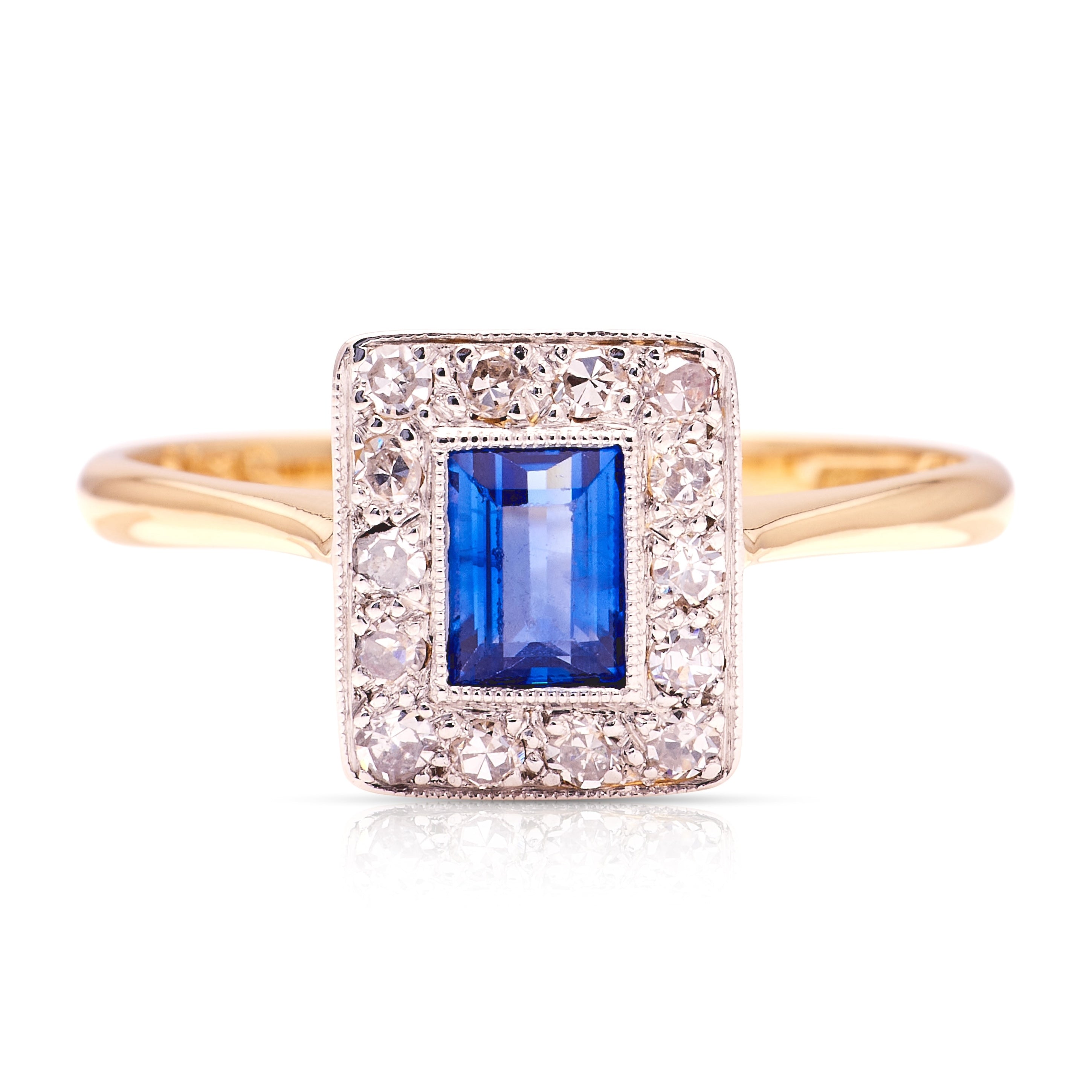 Vintage, 1930s sapphire & diamond cluster ring