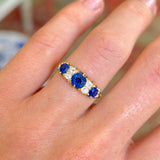 Antique, Victorian sapphire & diamond three-stone ring