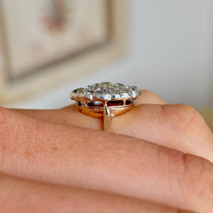 Antique, Edwardian old cut diamond cluster  ring